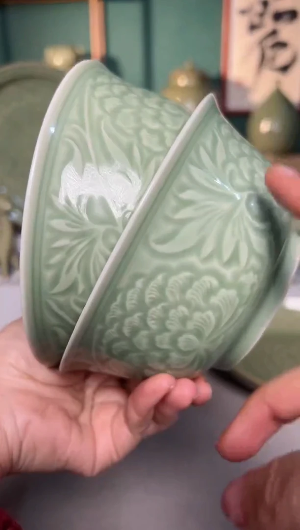 【闪购商品】其他耀州窑5.5寸塔式牡丹碗微瑕福利2只特价