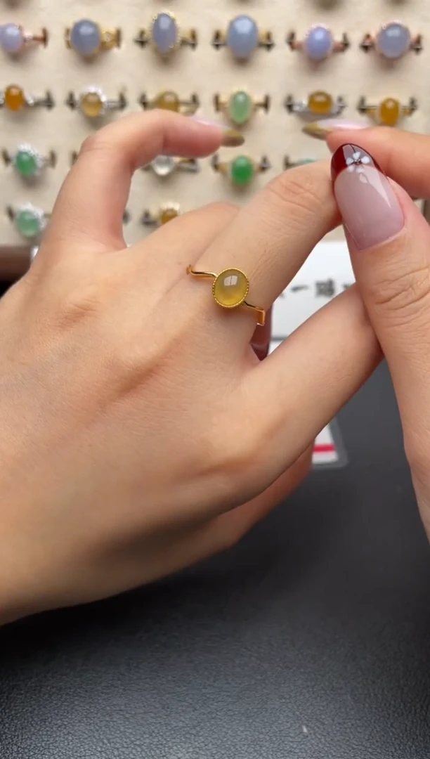 银S925镶嵌戒指翡翠一物一证一礼盒