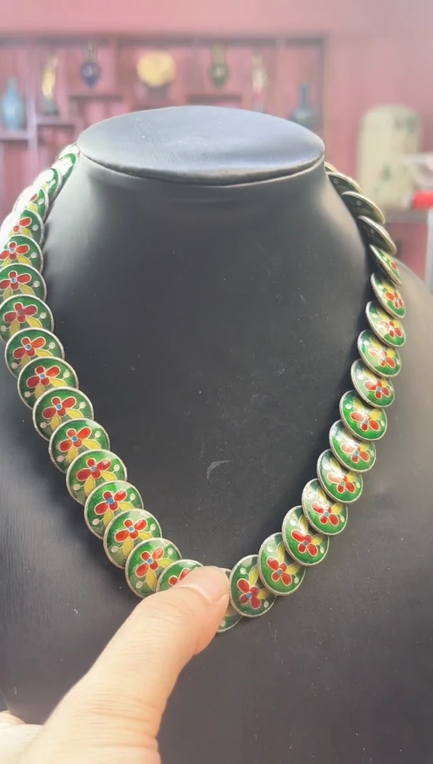 非遗 景泰蓝锁骨链 1.5 绿色