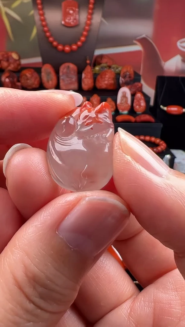 未镶嵌九尾狐南红玛瑙梅*九尾狐