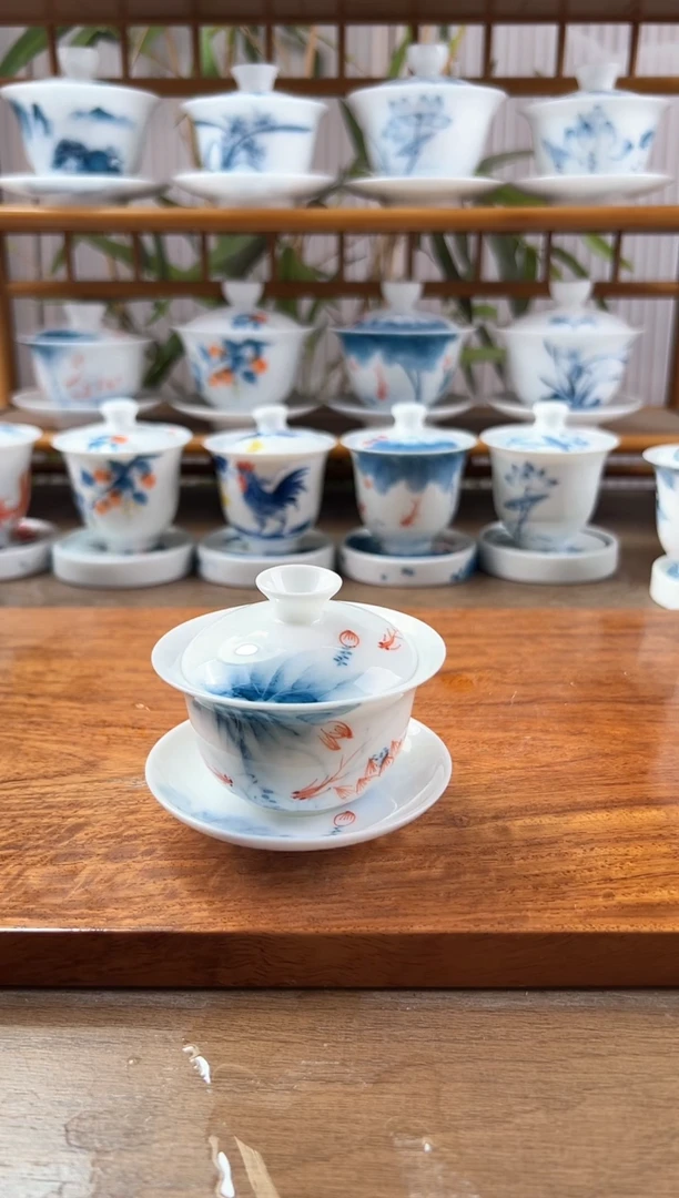 微瑕蓝莲80ml三才盖碗