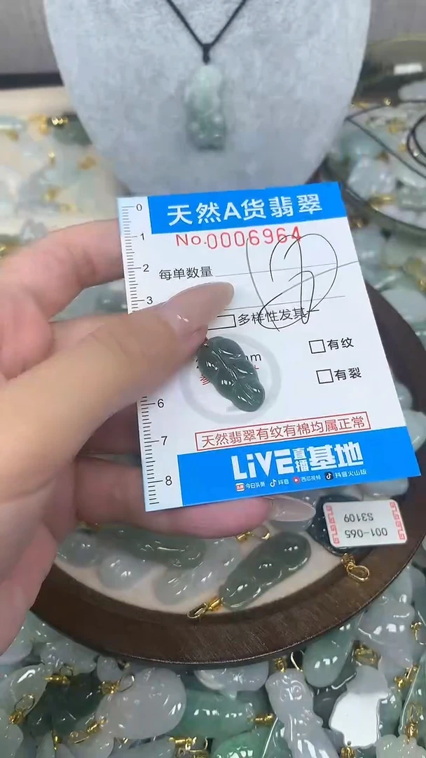翡翠未镶嵌颈饰净货挂件-6964