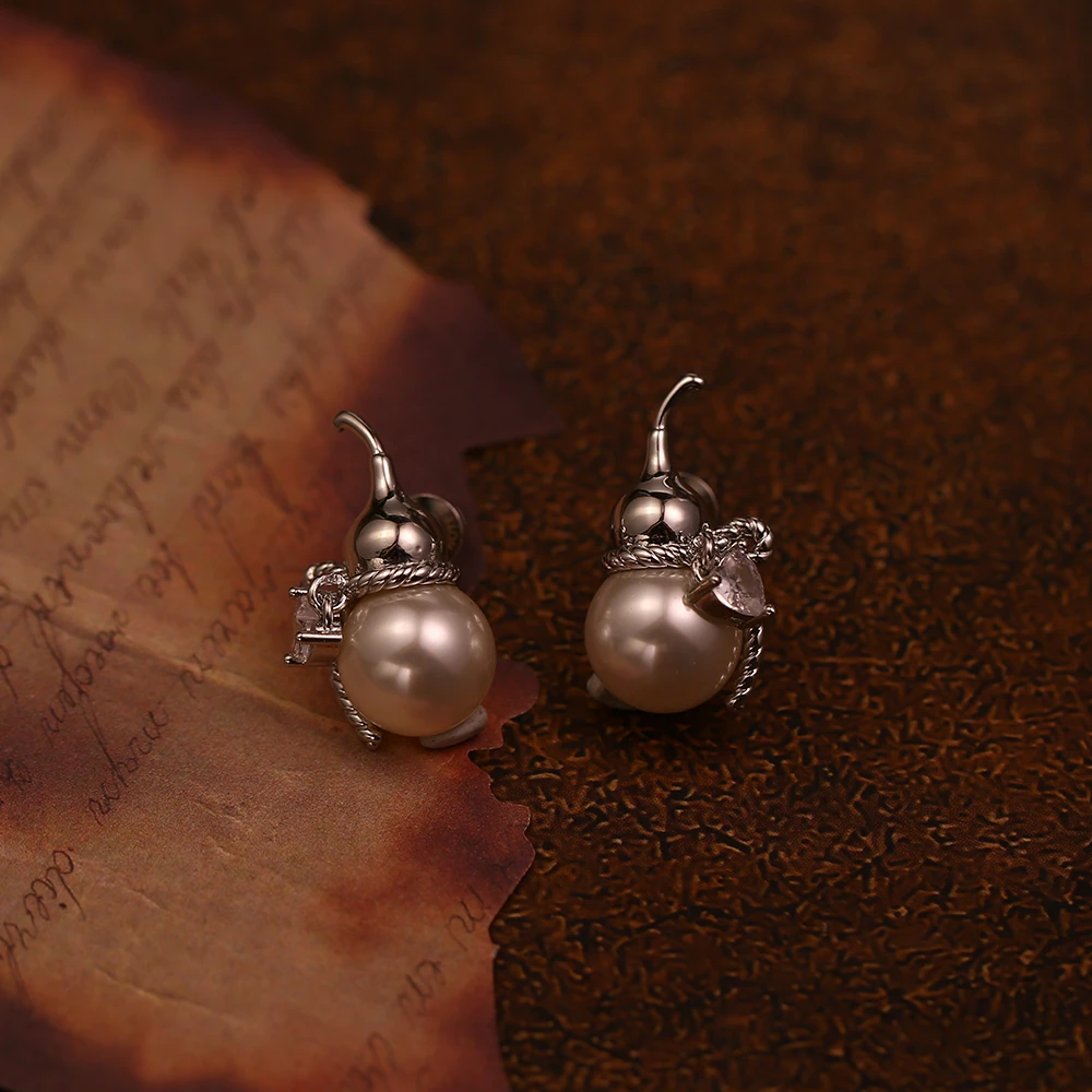 铜合金合成锆石耳饰 葫芦璀璨时尚气质高级感耳环 -8901