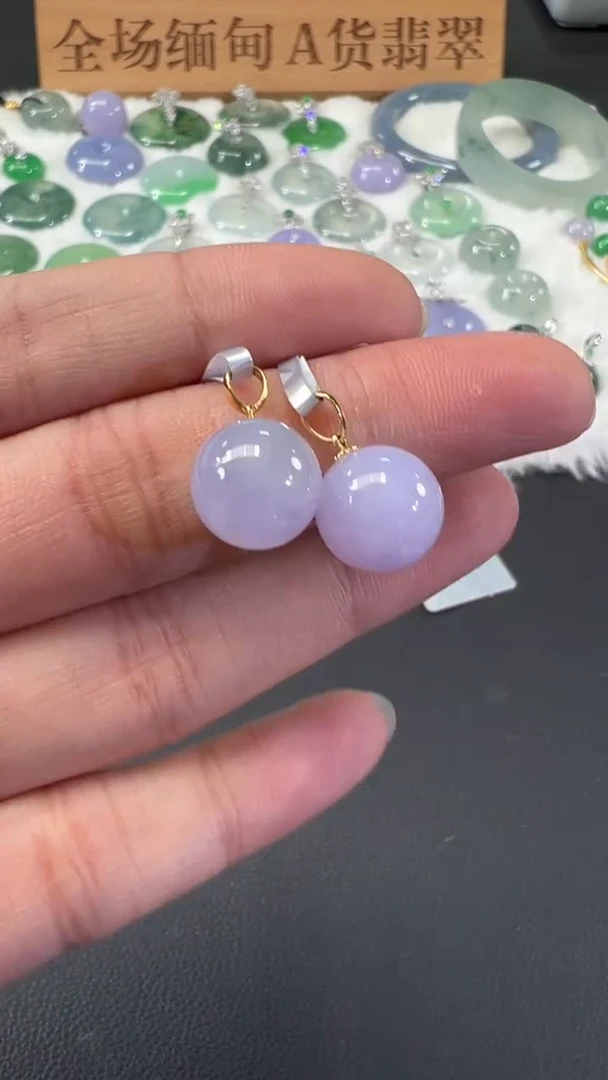 吊坠(不含链)18K金镶嵌翡翠A06|（多样性发其一）