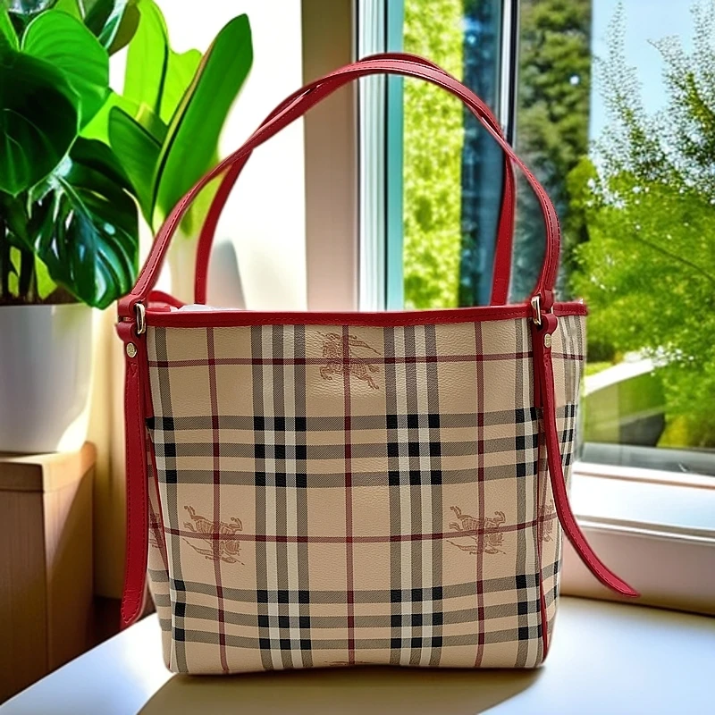 95新 BURBERRY/博柏利  战马系列格纹托特  1089 0540