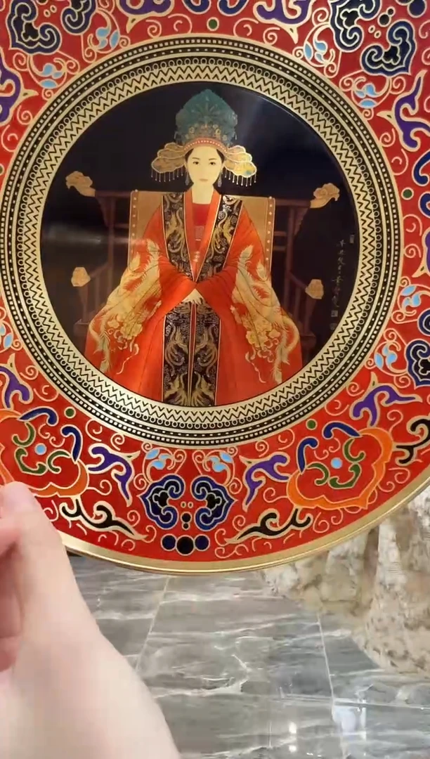 其他铜崔景哲-景泰蓝铜盘-人物