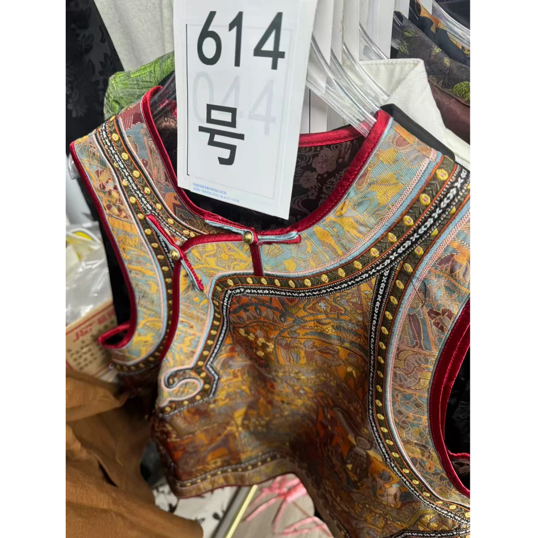 【610-629】高端中式国风立体刻花盘扣宽松春秋季外套马甲上衣女