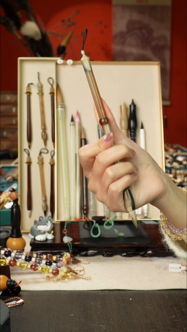 17号孤品高货毛笔链接 清水试笔 蘸墨不退