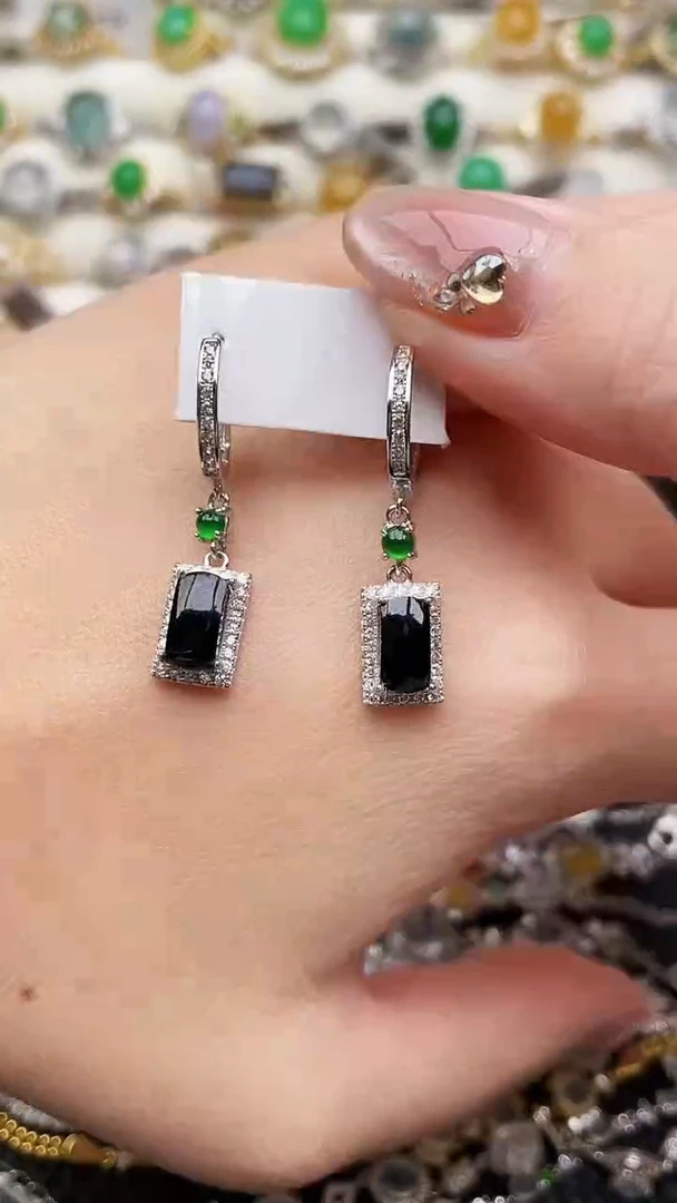 银S925镶嵌翡翠耳饰70