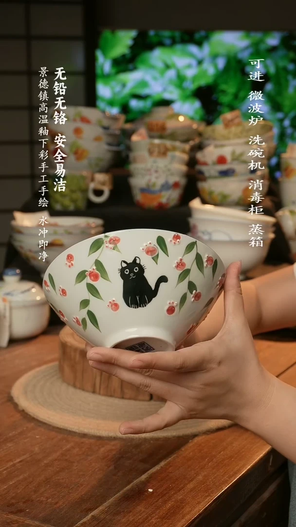 瓷景德镇高温瓷釉下彩手绘陶瓷