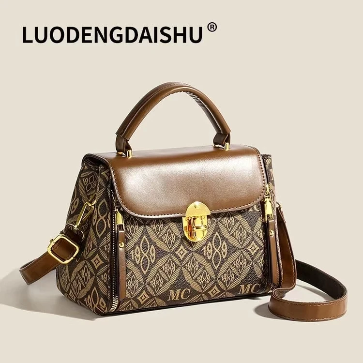 高级轻奢质感简约手提斜挎女式包包8378-1987棕