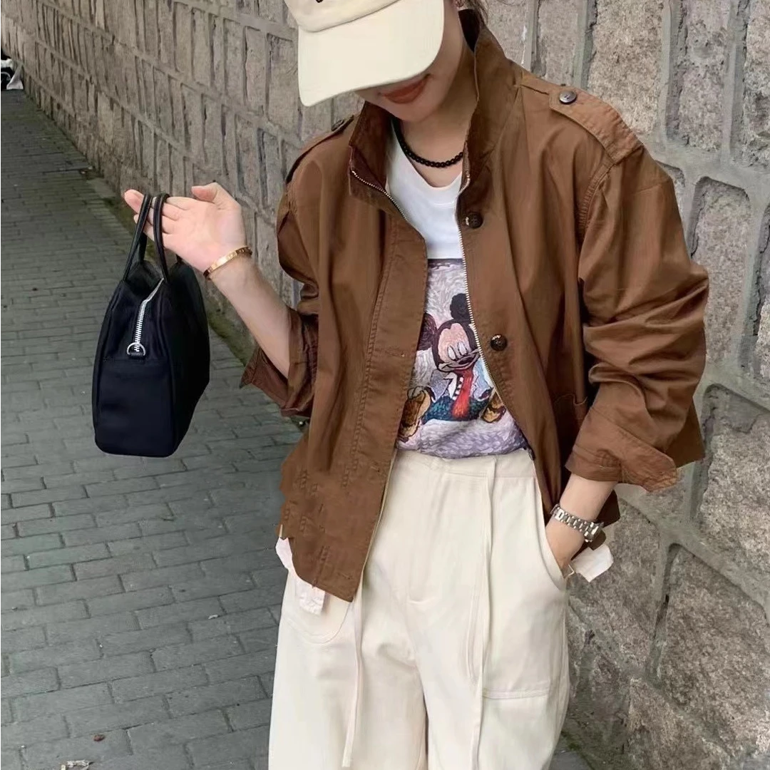 (柚子同款）ZJ韩版立领拼接假两件显瘦外套2358