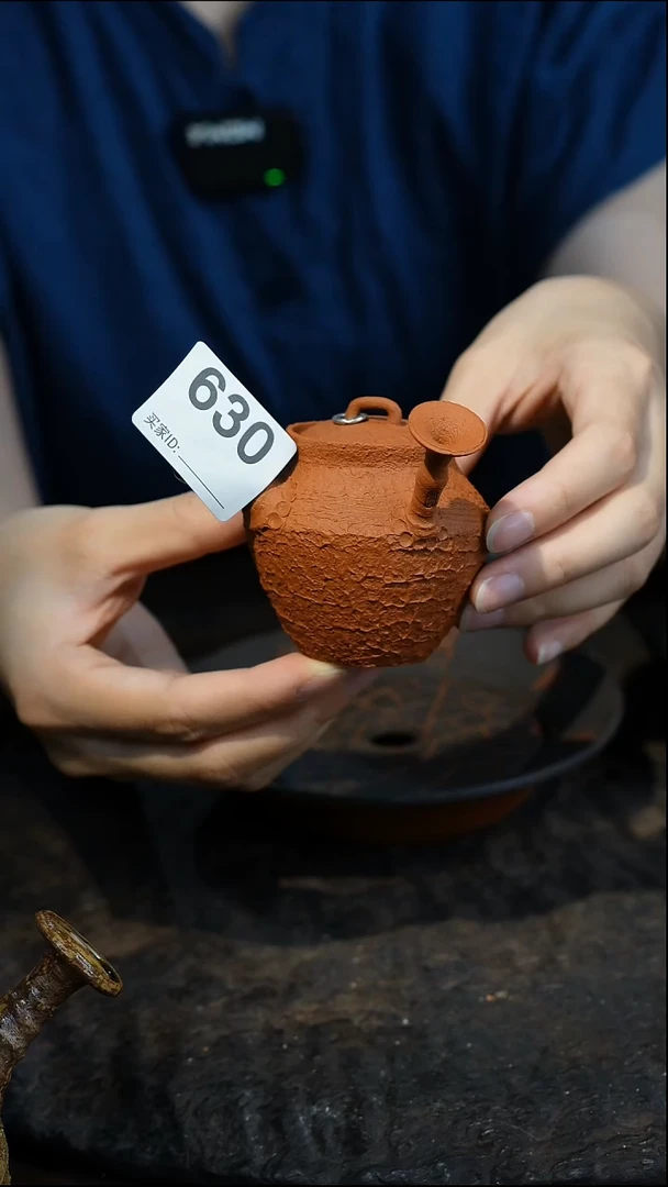 潮州手工原矿砂铫壶朱泥急须双盖630