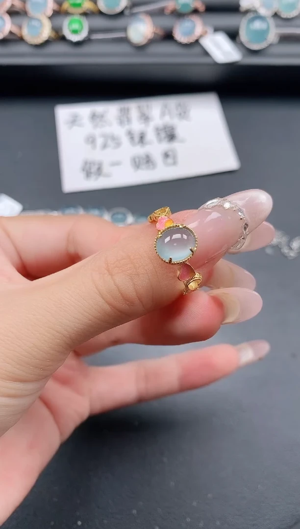 银S925镶嵌戒指翡翠111