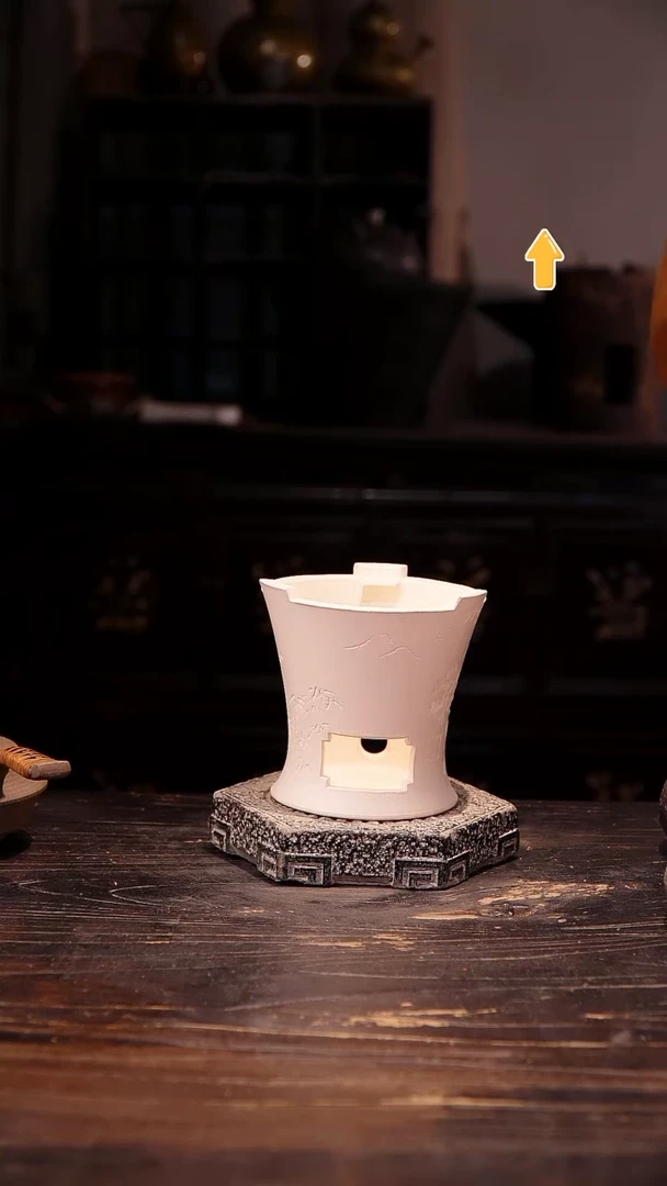 纯手工白泥内外三三雕刻炉