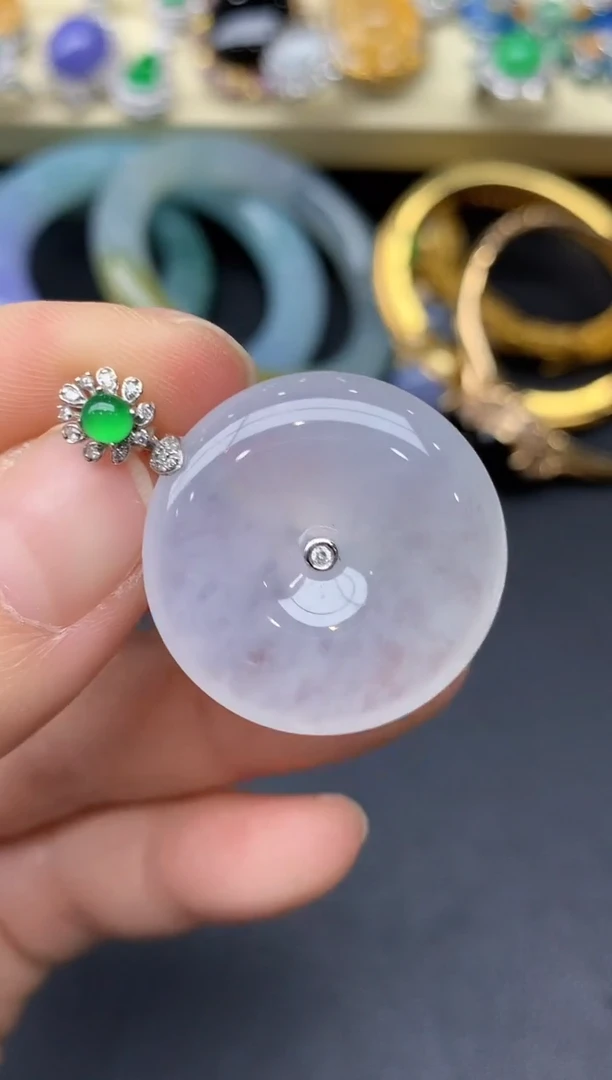 颈饰18K金镶嵌翡翠149-雪姐翡翠天天见