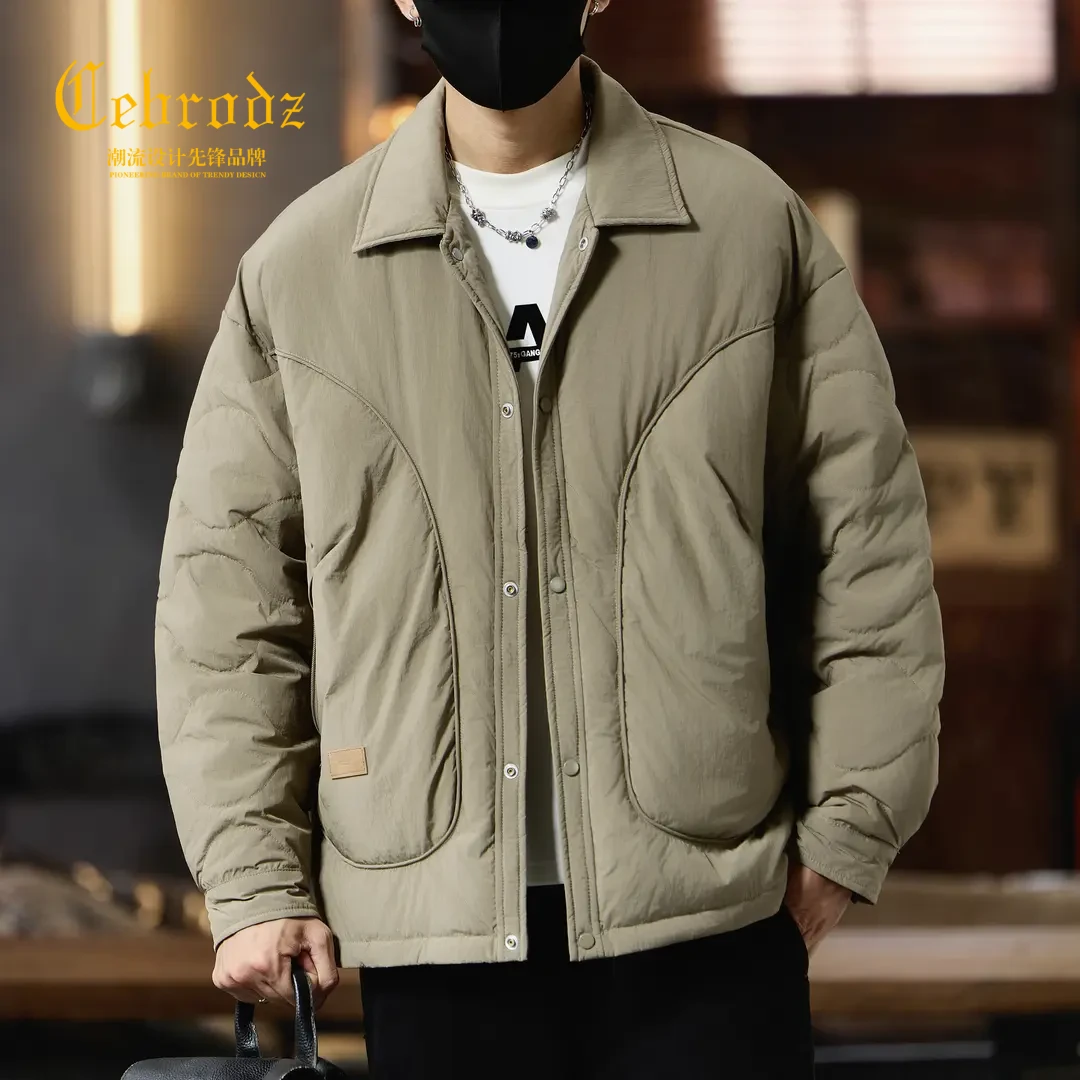 法国Cebrodz翻领轻薄保暖舒适羽绒服男冬季新款潮流百搭男士外套