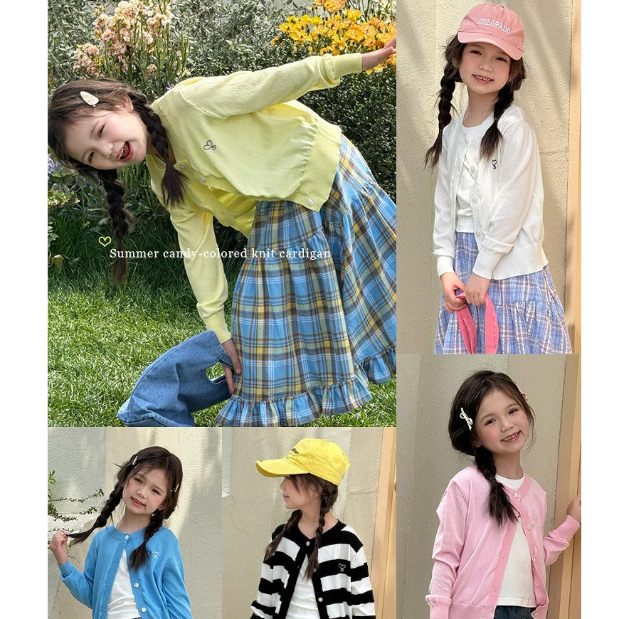 女童针织开衫2025夏新款小清新女童薄款外搭外套E52G3003