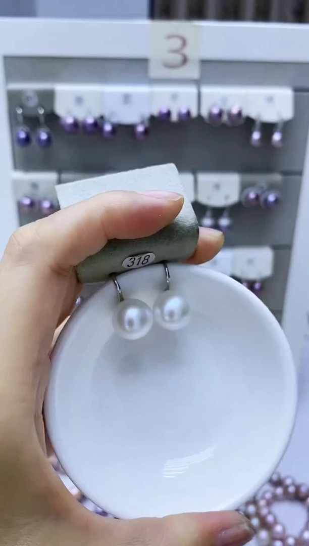 银S925镶嵌淡水珍珠耳饰318