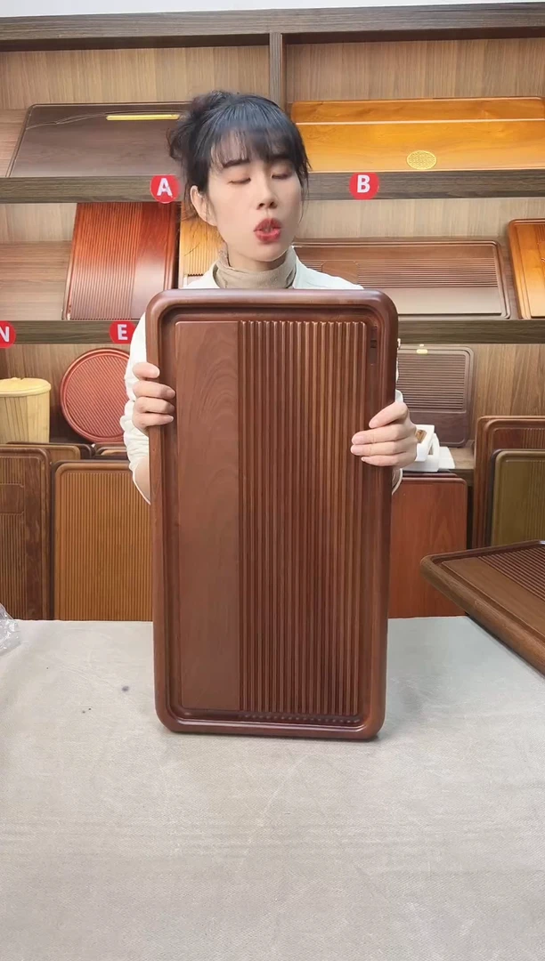 微瑕 【胡桃色景州】进口花梨木茶盘-{尺寸60*32*4cm}