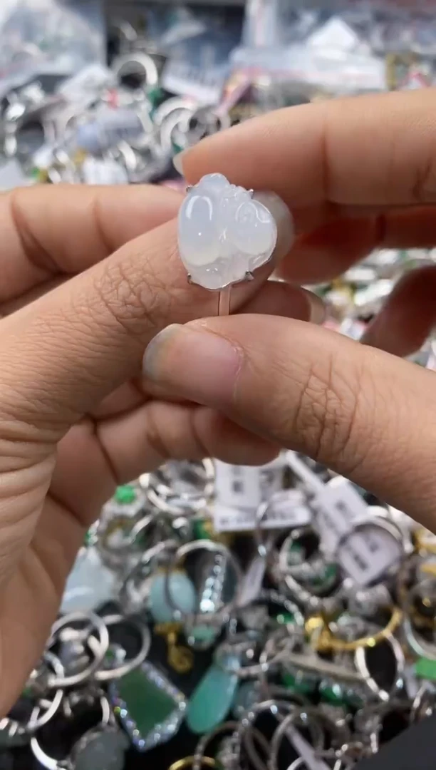 银S925镶嵌戒指翡翠222---8