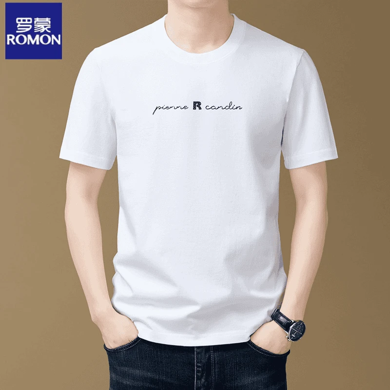罗蒙夏季男纯棉短袖T恤衫舒适透气基础百搭日常休闲上班通勤上衣t