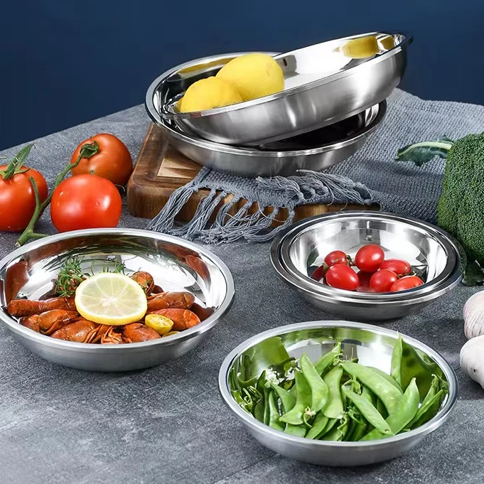 迪尼兰304不锈钢26CM菜盘子菜碟子特厚圆盘鱼盘家用水果盘加厚