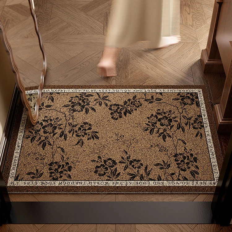 范居枝影新中式入户门丝圈地垫玄关门口长方形耐脏免洗门垫