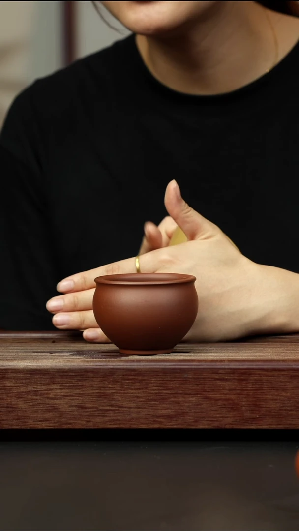 紫砂茶杯底槽清圆融杯