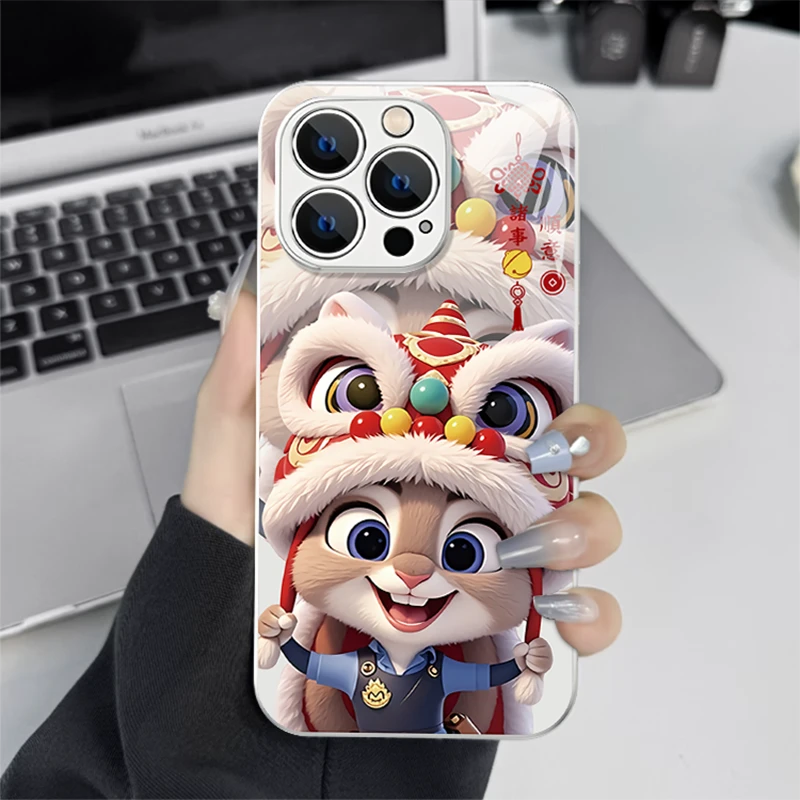 朱迪手机壳适用苹果17/16/15/14/13/12/11玻璃全包男女款