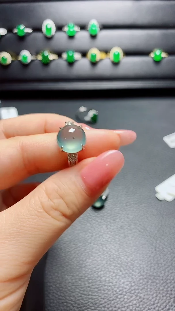 银S925镶嵌戒指翡翠用****3 天然翡翠A货s925银镶