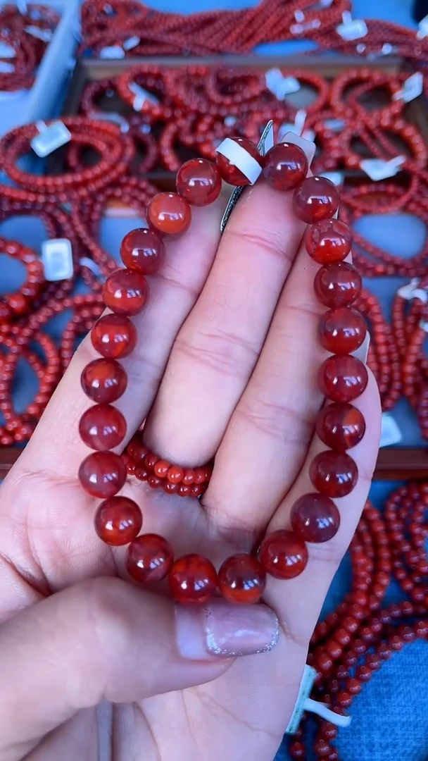 未镶嵌手串南红玛瑙N12凉山瓦西料牛血火焰单圈