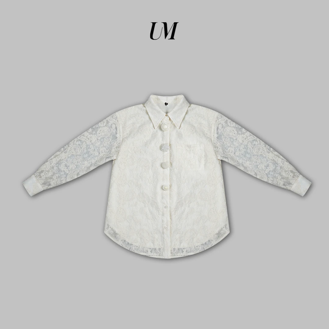 【U.M】维多利亚翻领扣子提花衬衫