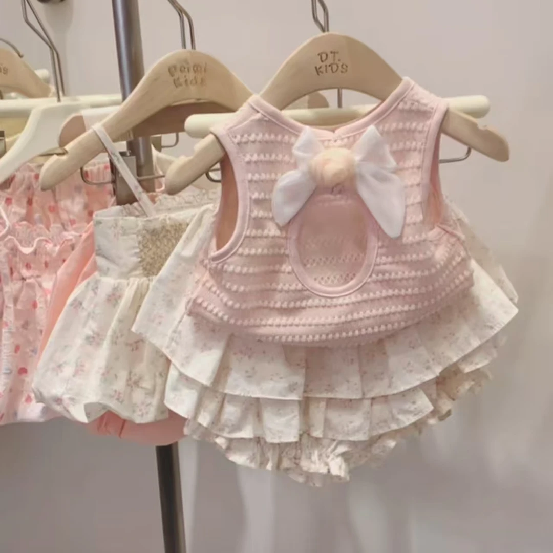 女童夏款两件套2025新款套装夏款韩版镂空夏季两件套甜美洋气