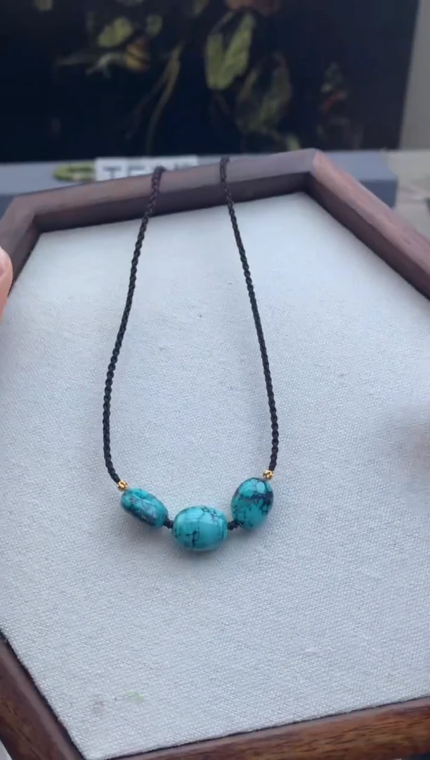 未镶嵌绿松石锁骨链茜.B134