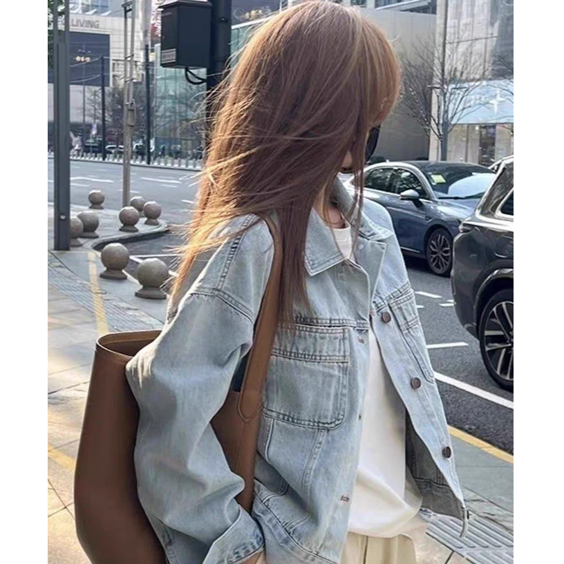水洗棉复古牛仔外套女2025春秋欧式韩版宽松短款长袖休闲夹克上衣