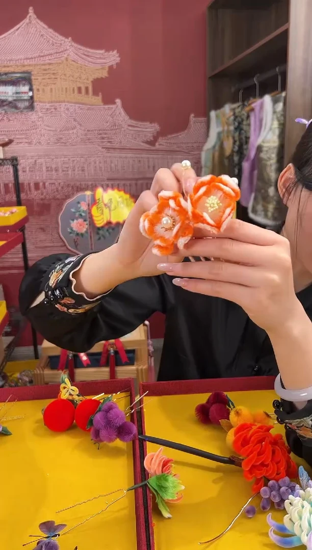 【闪购商品】刺绣非遗绒花（发饰）