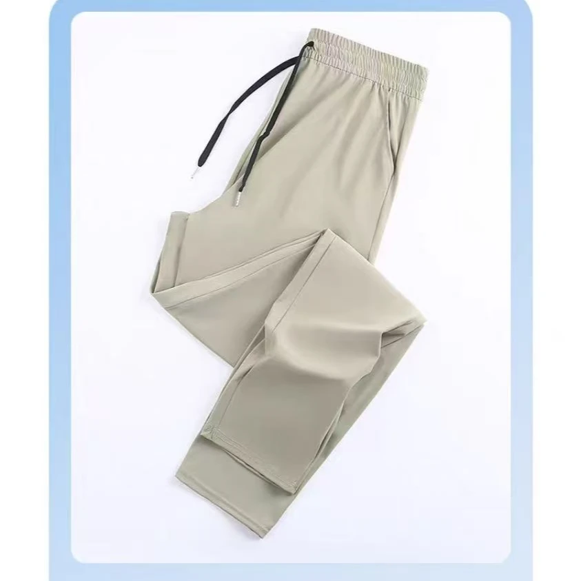 夏季新款弹力冰丝裤薄款清爽透气休闲裤男款运动裤裤子男女同款