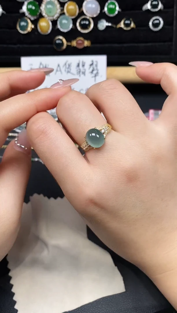 银S925镶嵌戒指翡翠86535
