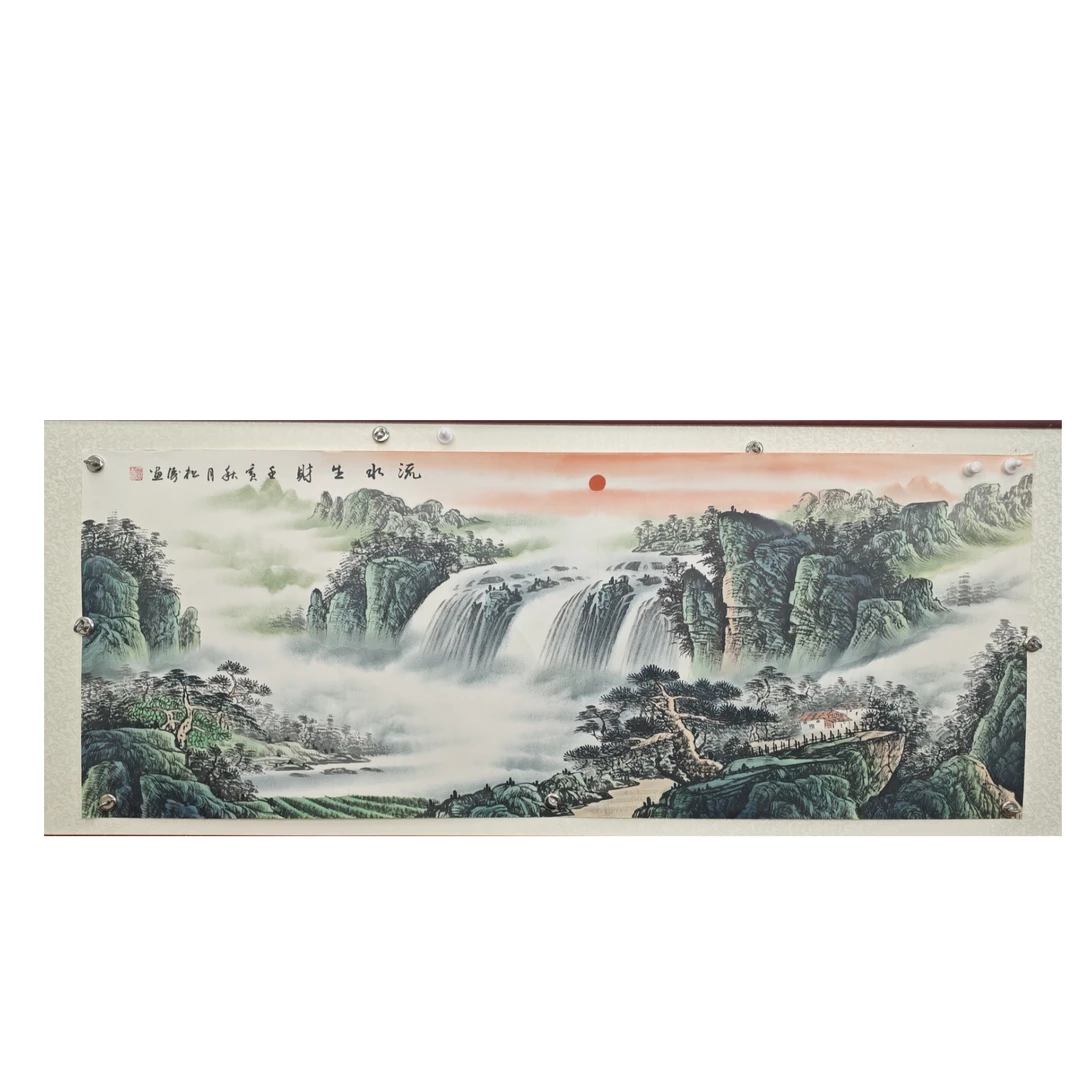 六尺山水画《流水生财》松涛画芯180*68客厅装饰画