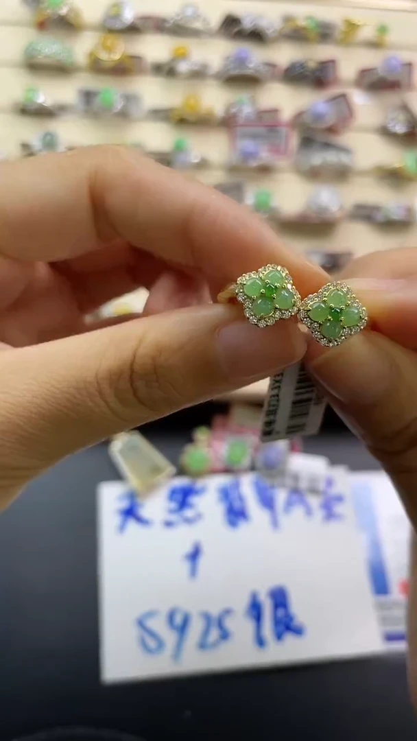 银S925镶嵌戒指翡翠翡翠 蛋面 银S925镶嵌