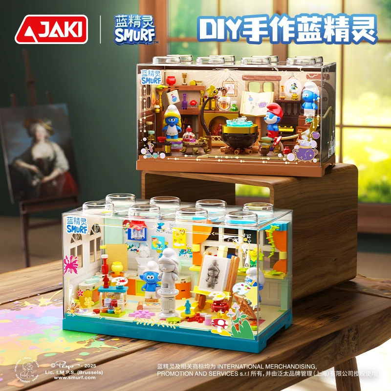 JAKI佳奇积木蓝精灵DIY手作叠叠乐童年回忆玩具过家家生日礼物