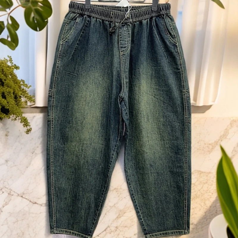 250-300斤 裤长100 炒色弹力口袋老爹牛仔裤