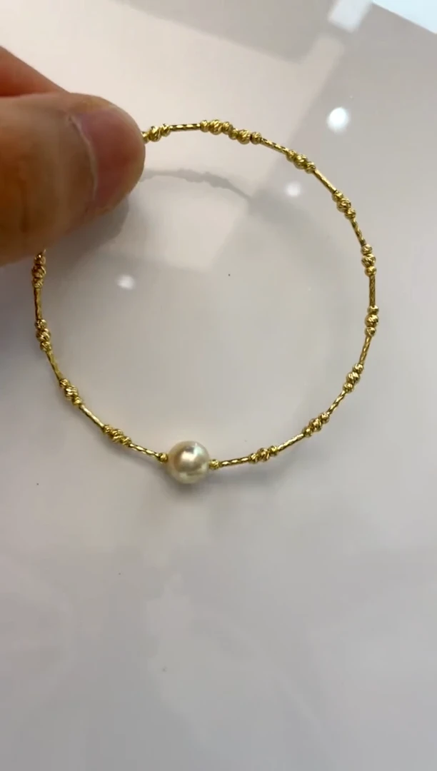 18K金镶嵌手镯海水珍珠7-8