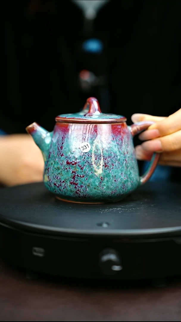 331#原矿钧瓷炉钧釉竹节石瓢壶