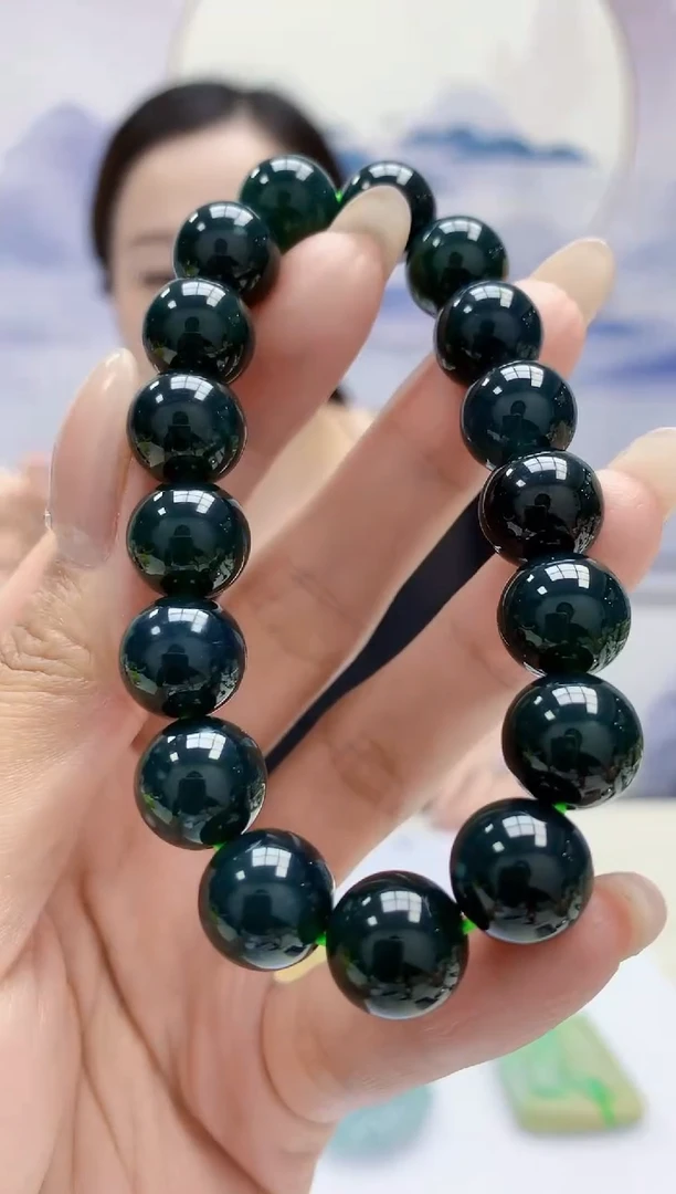 定制翡翠未镶嵌4852MM-毛货手串72