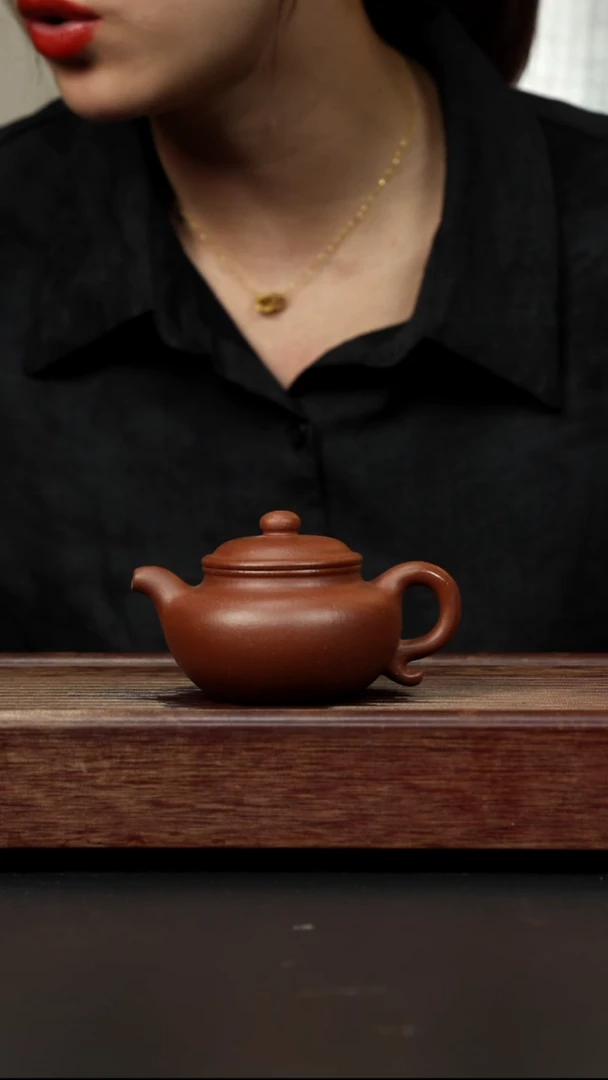紫砂茶壶红降坡 仿古全手