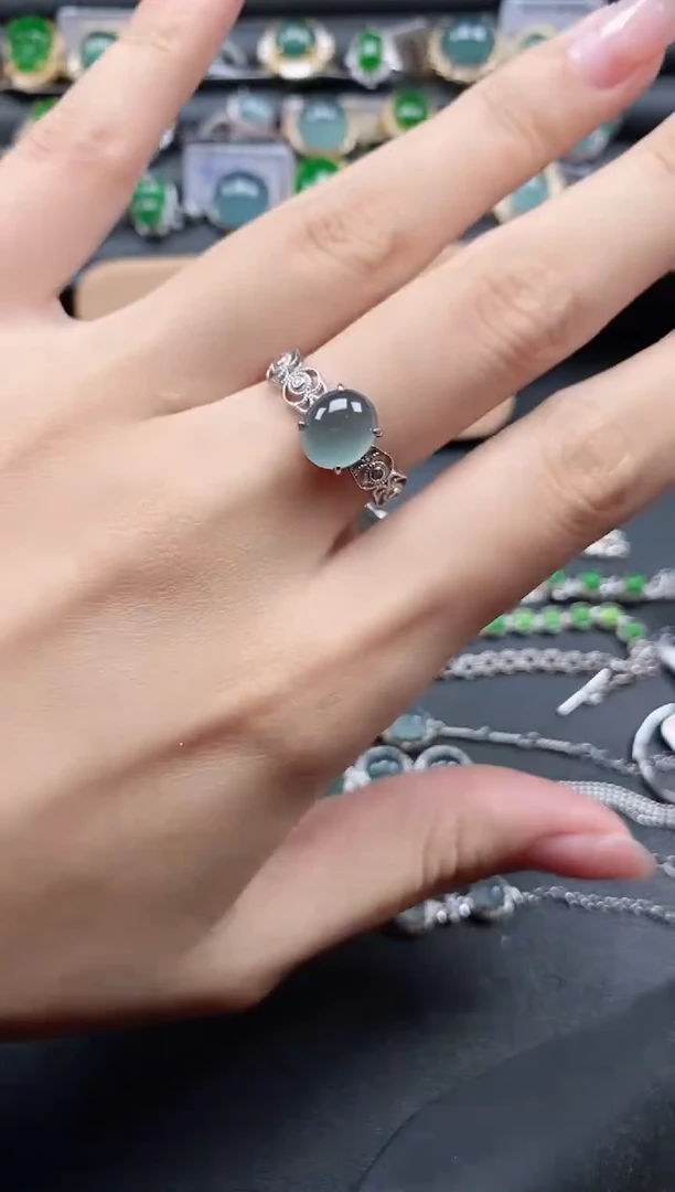 翡翠戒指银S925镶嵌51511