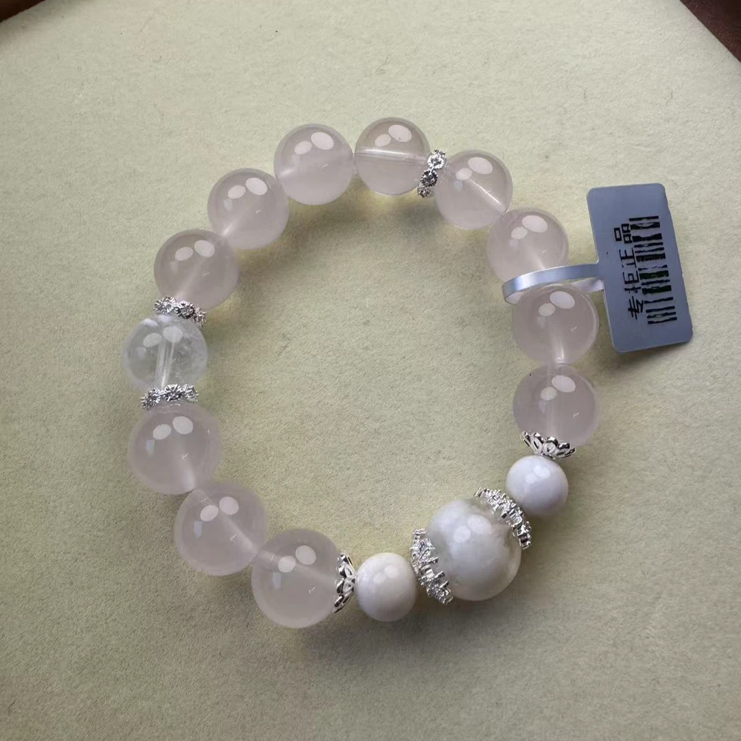 好看妈优选天然粉水晶＋白幽灵手串