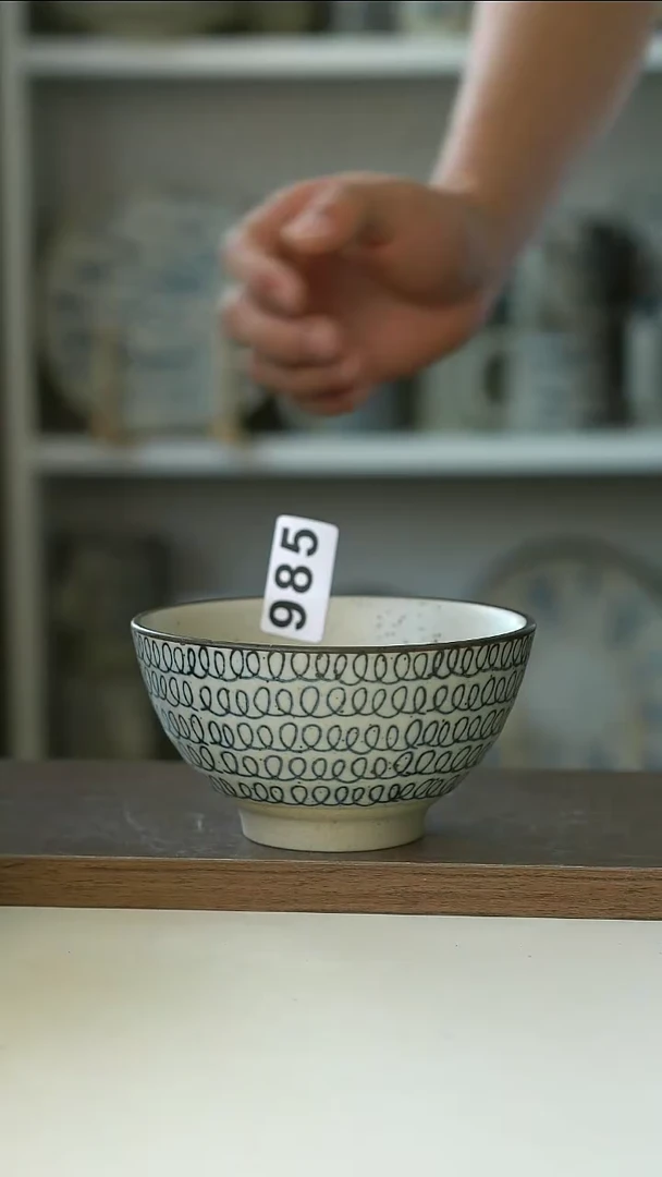 985微瑕青花没烦恼12cm米饭碗@4-2@